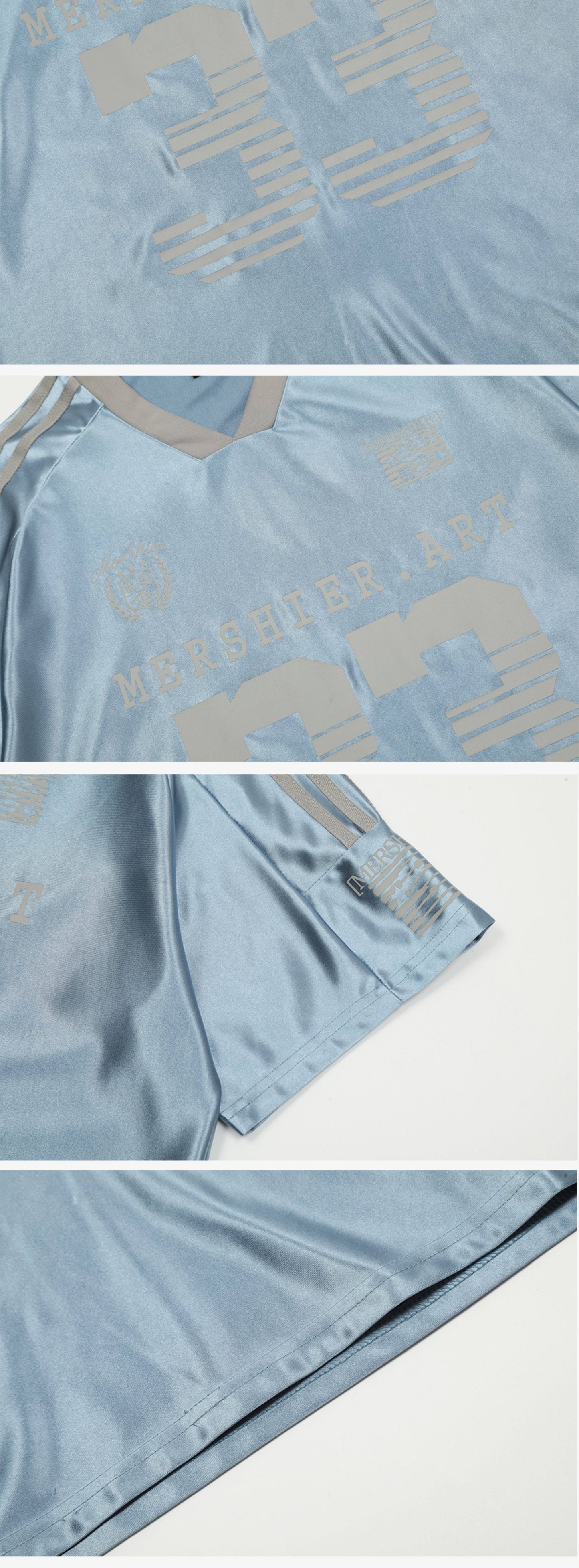 33 Satin Football Jersey — American Casual V-Neck