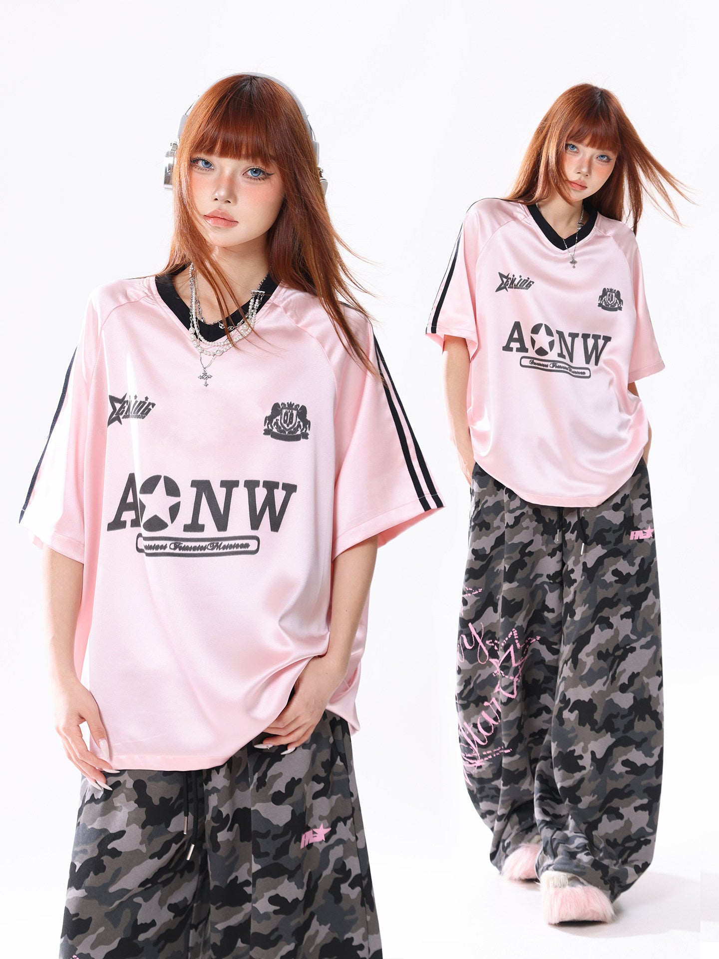 08 Satin Star Jersey — Y2K Girly Oversized V-Neck