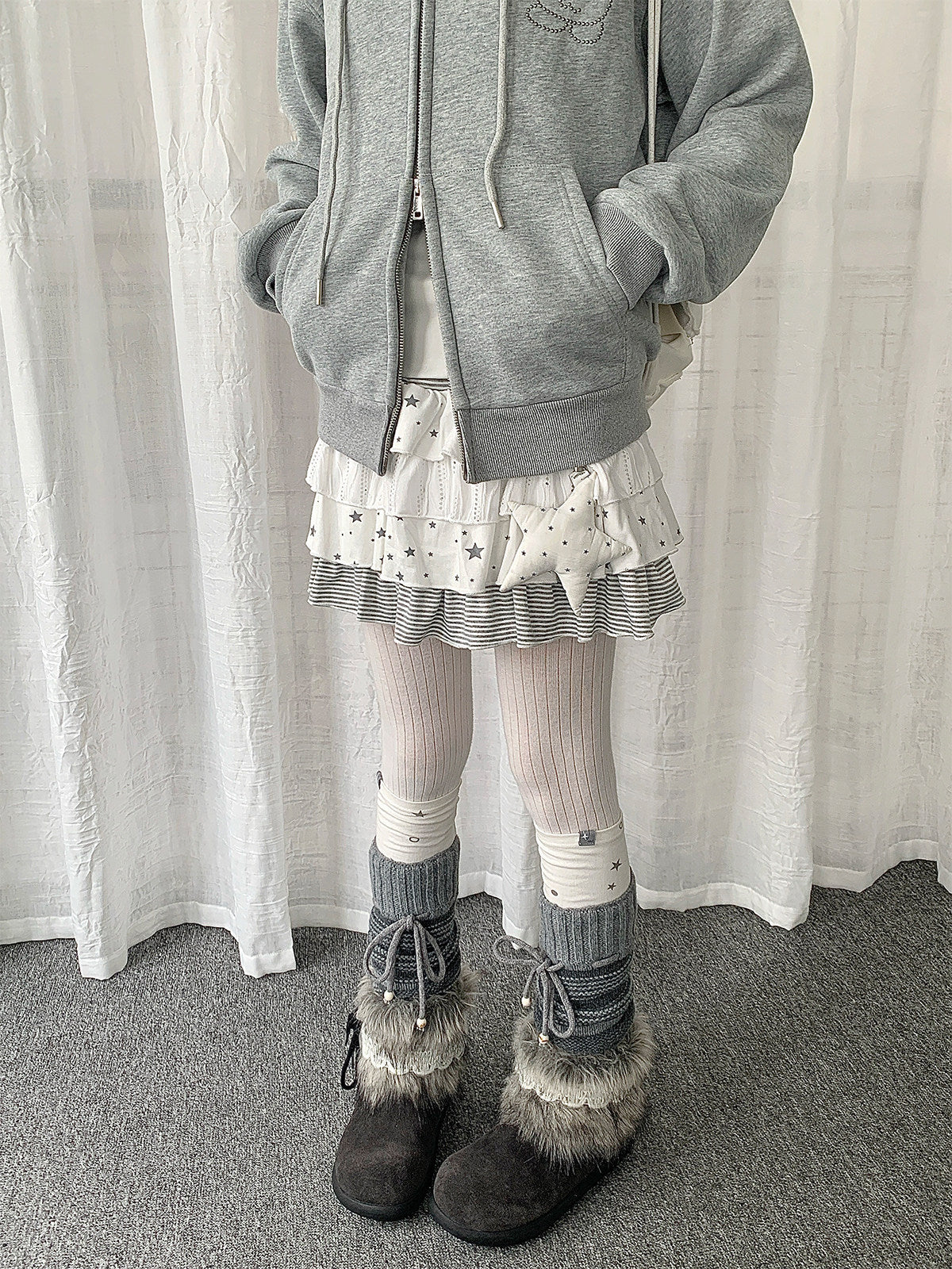Star Stripe Tiered Skirt — Off White