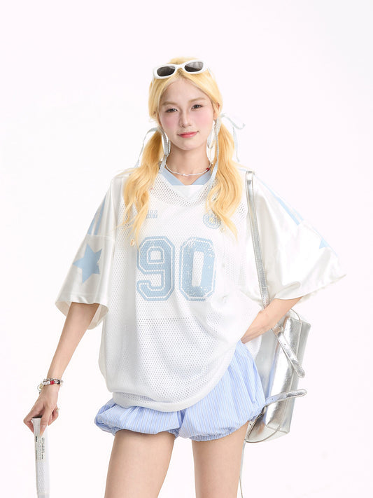 Stadium 90 Mesh Jersey — star mesh, oversized stadium mood