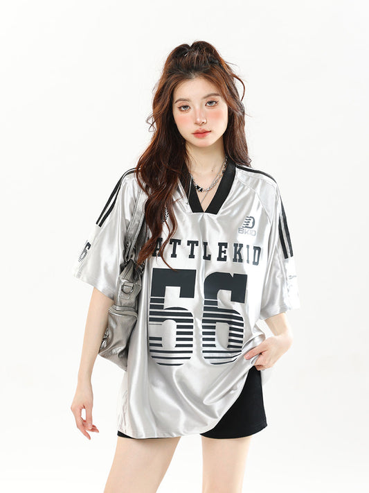 56 Satin Jersey — Blokecore Oversized V-Neck