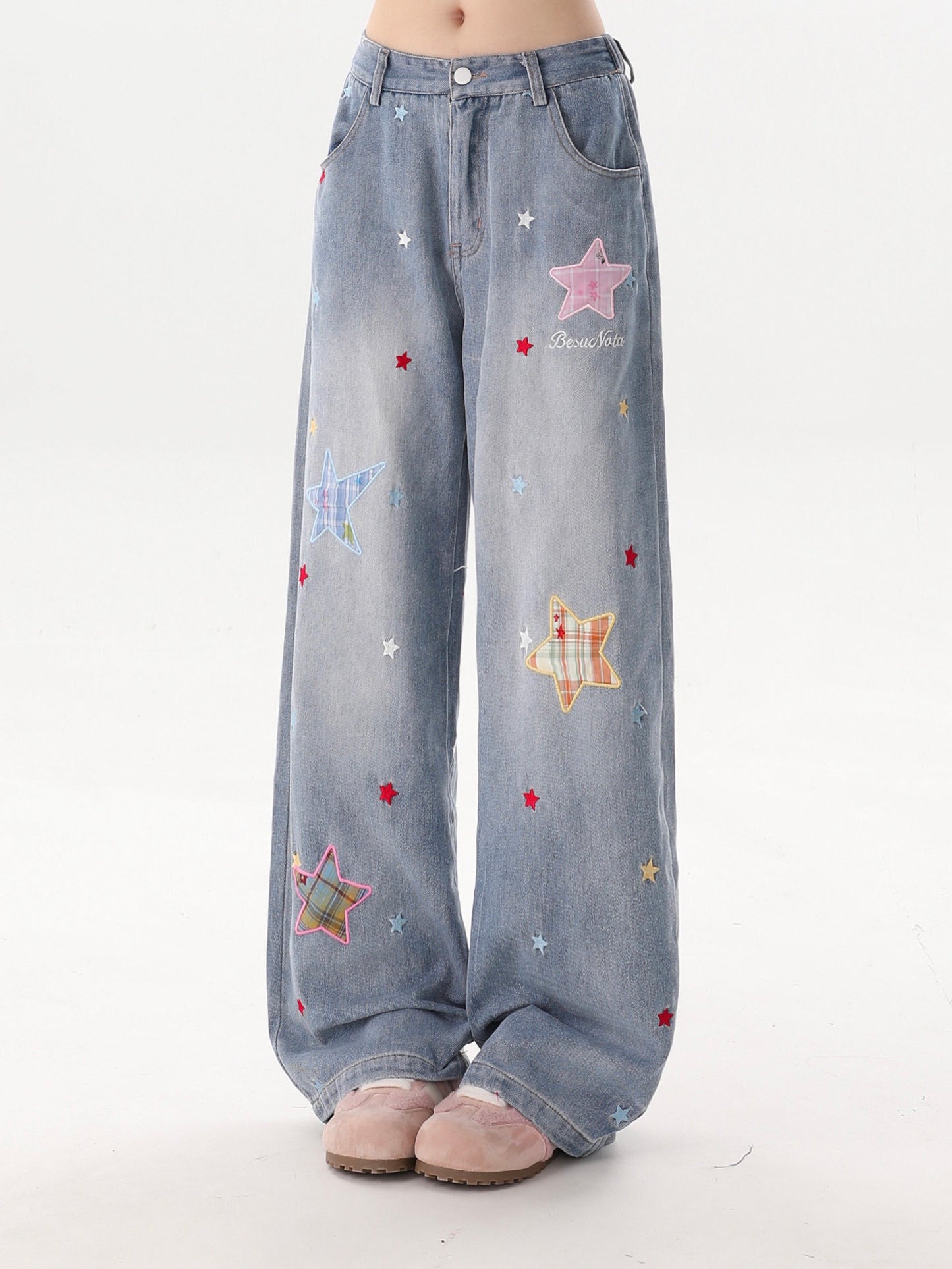 Star Patch Wide-Leg Jeans