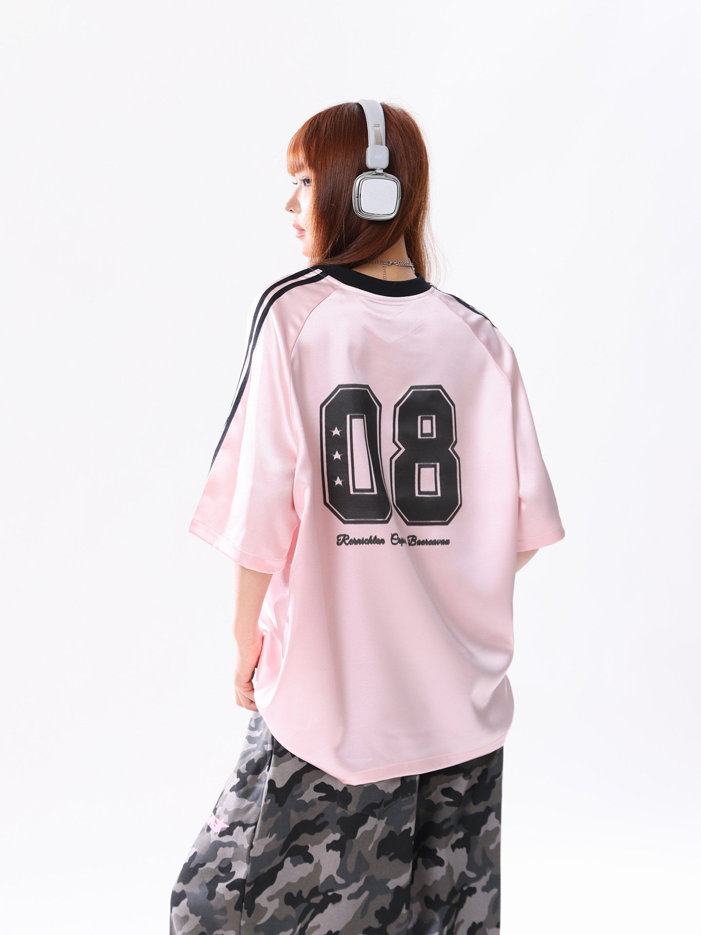 08 Satin Star Jersey — Y2K Girly Oversized V-Neck