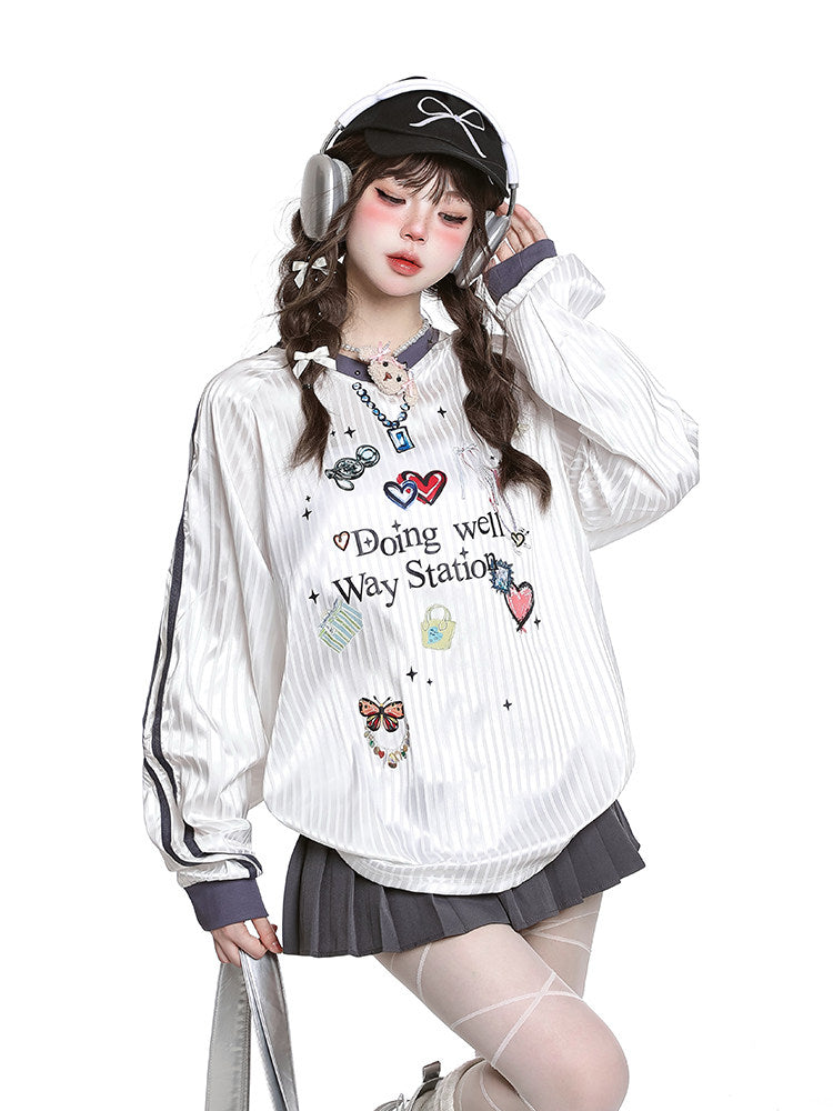 Doing Well Jersey Top — heart graphics, oversized fit
