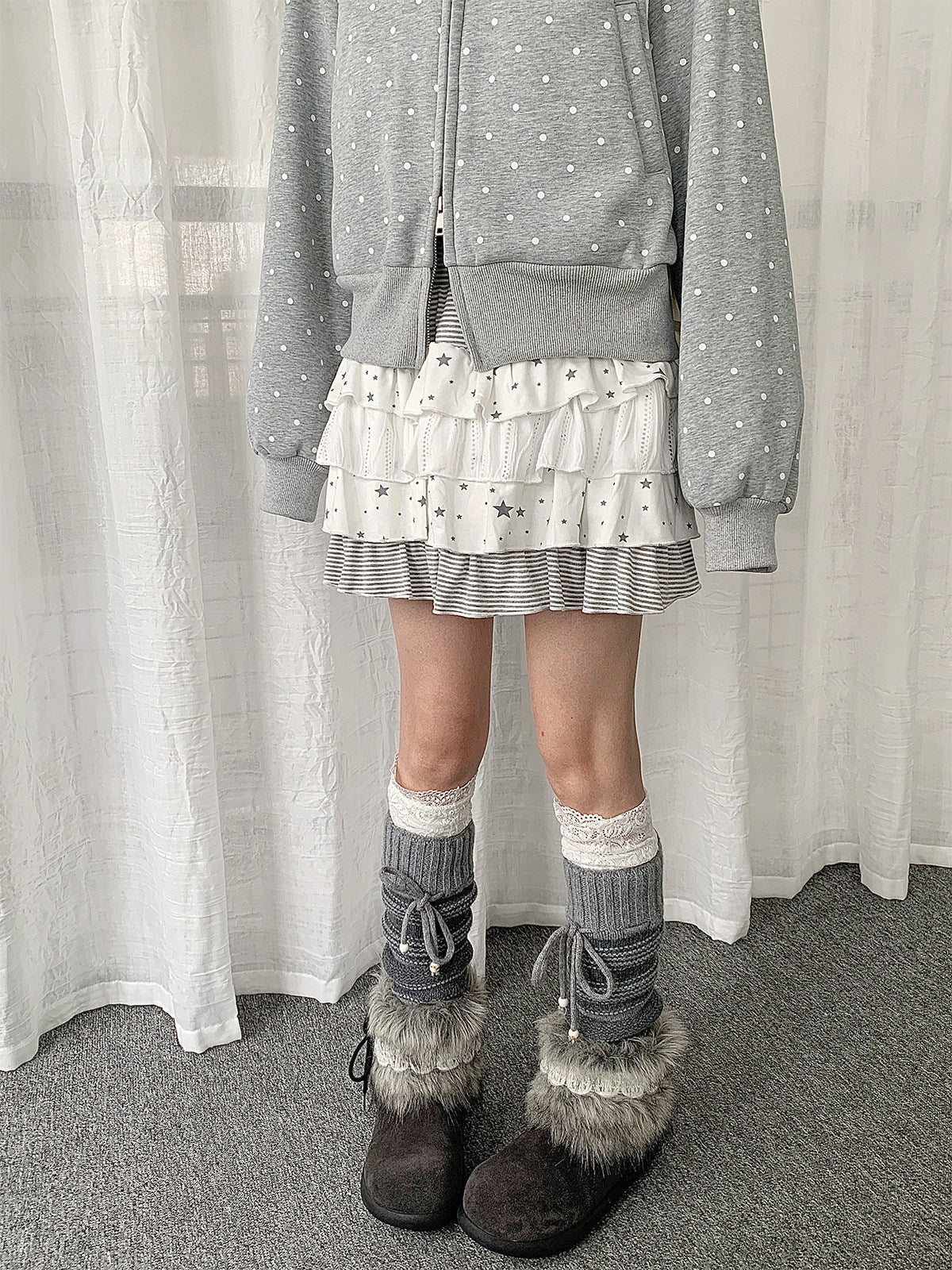 Star Stripe Tiered Skirt — Off White