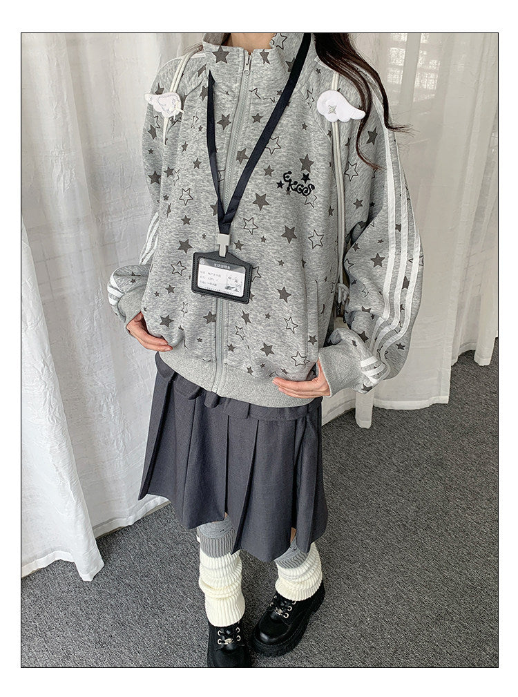 【rejio】All-Star Print Trainingsjacke (Schwarz / Heather Grey)