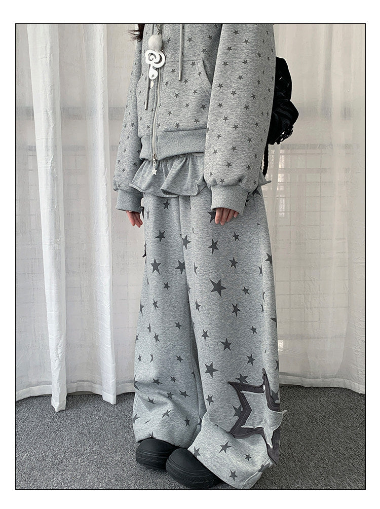 Curve Star Sweatpants — Grey with Detachable Frill