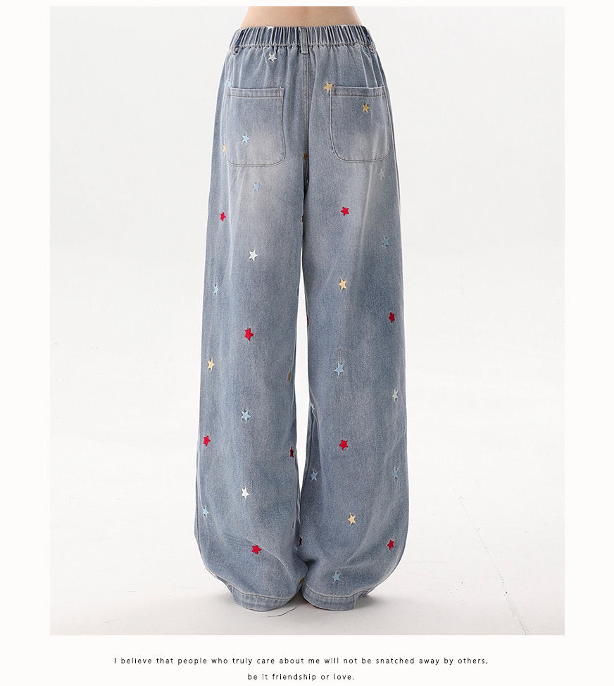 Star Patch Wide-Leg Jeans
