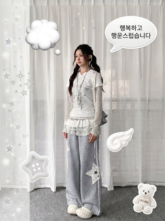 Star Patch Sweatpants — Grey Wide Fit