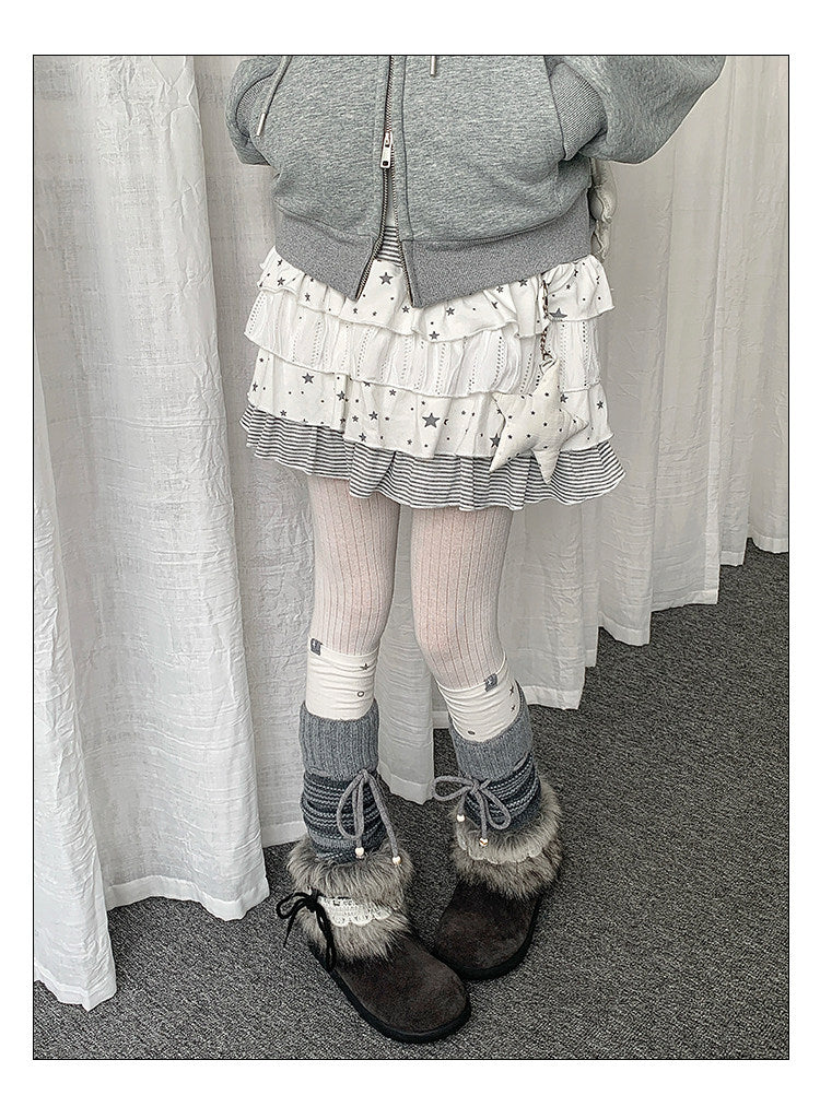 Star Stripe Tiered Skirt — Off White