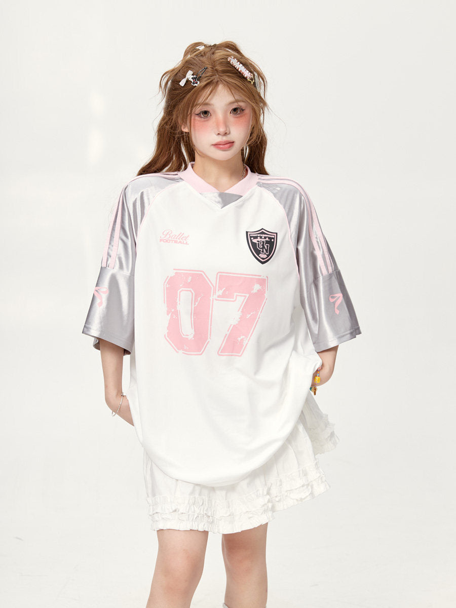 "07" Football-Trikot | Amekaji Girly Oversize T-Shirt