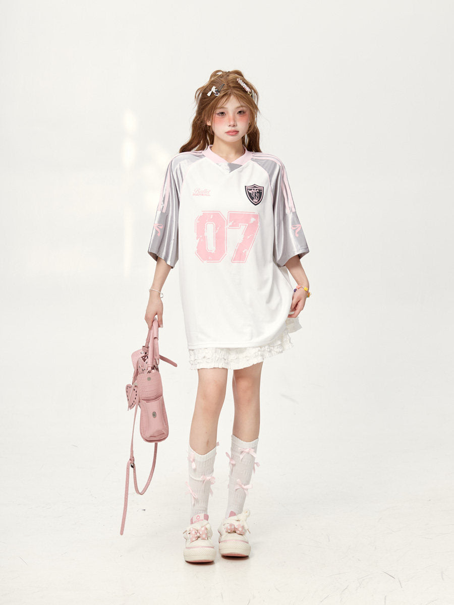 "07" Football-Trikot | Amekaji Girly Oversize T-Shirt