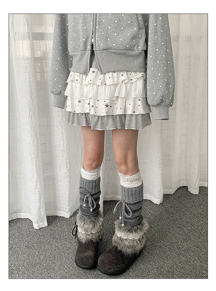 Star Stripe Tiered Skirt — Off White