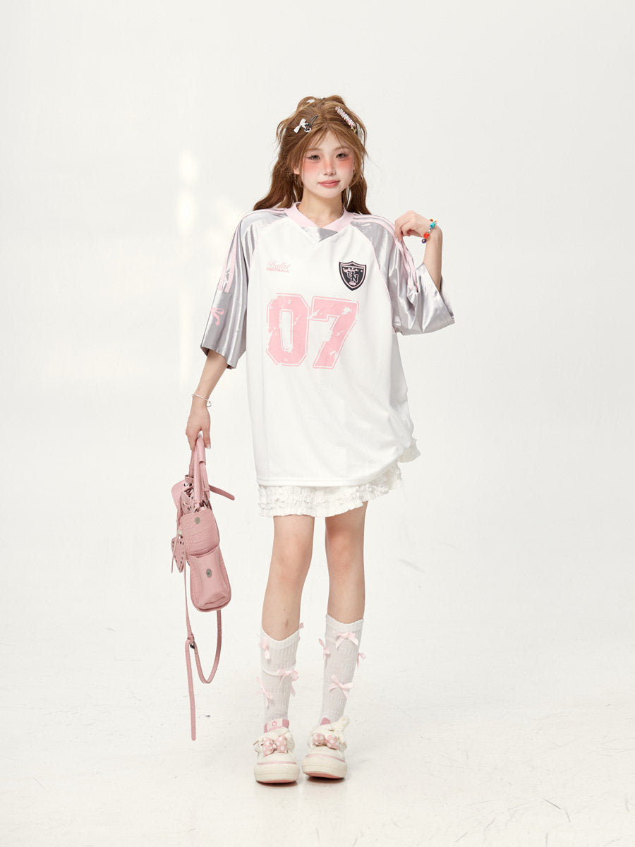"07" Football-Trikot | Amekaji Girly Oversize T-Shirt