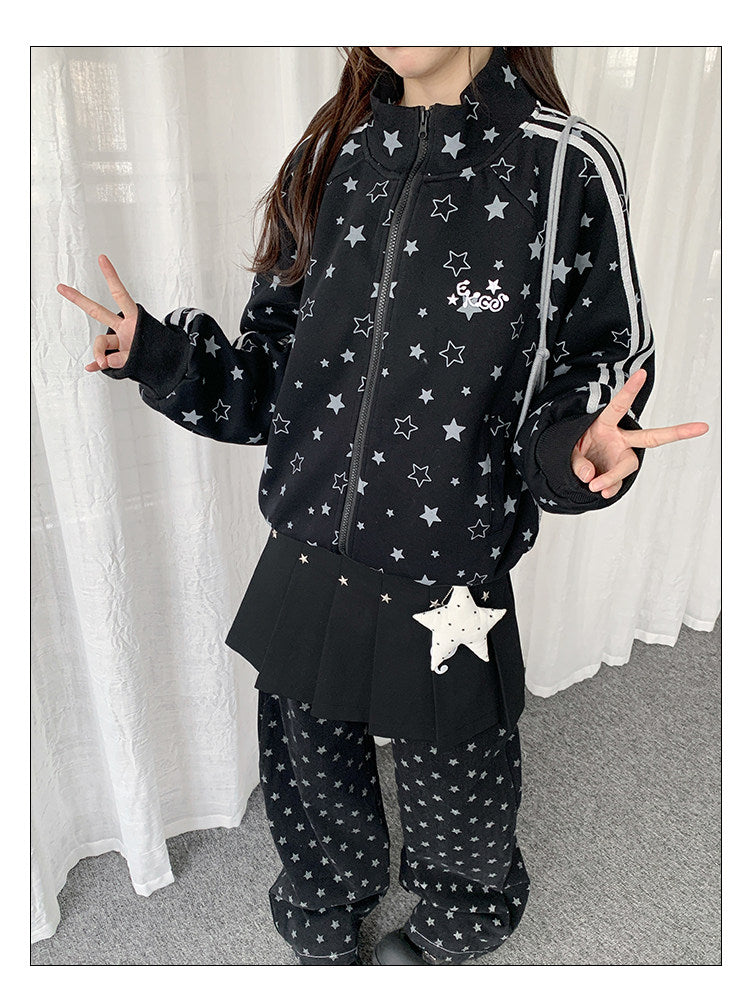 All Star Track Hoodie — Black and Heather Grey
