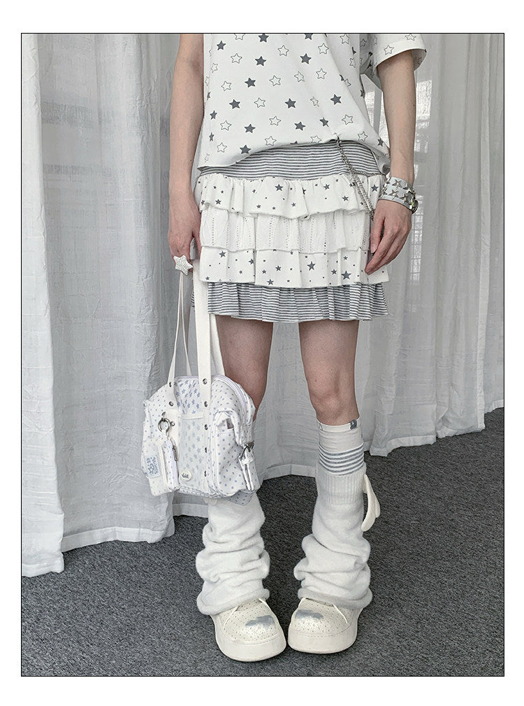 Star Stripe Tiered Skirt — Off White