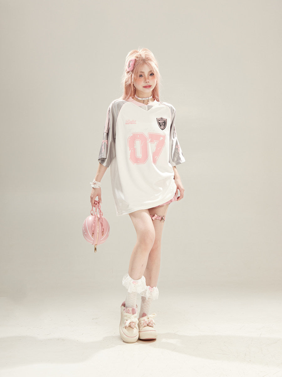 "07" Football-Trikot | Amekaji Girly Oversize T-Shirt