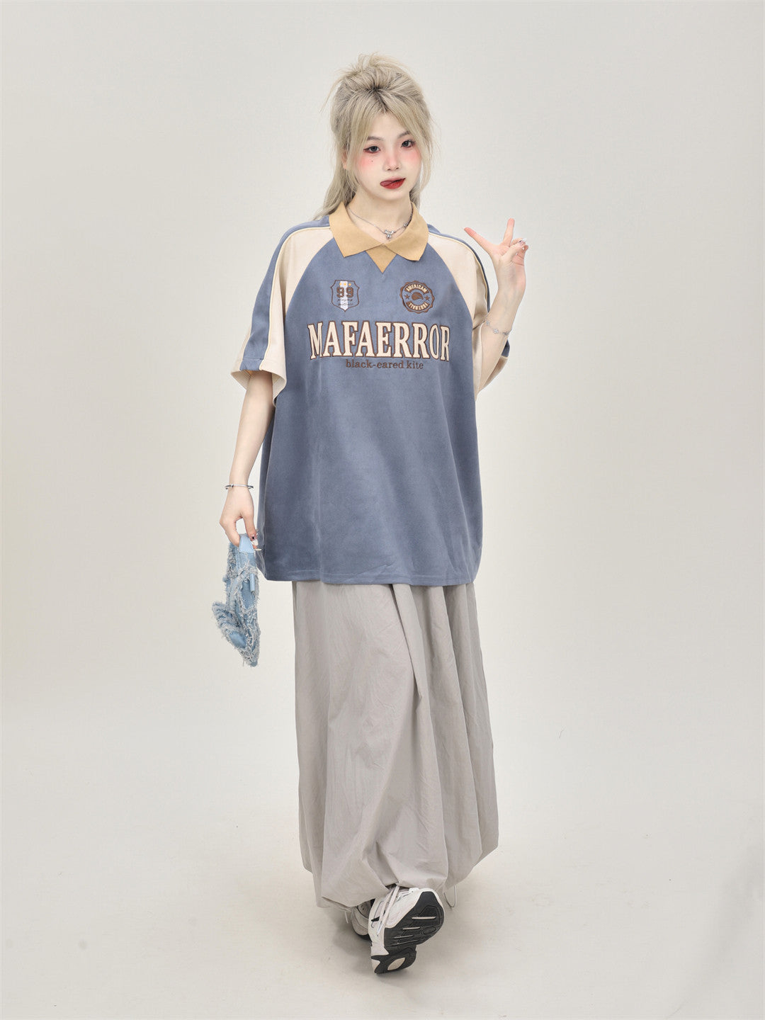 Suede Polo Jersey Tee — Bicolour Raglan