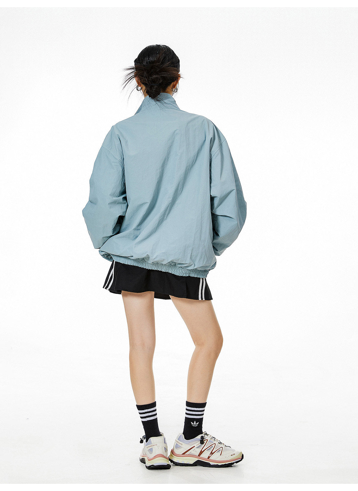 Reversible Nylon Stadium Jacket — 3-Stripe Embroidery