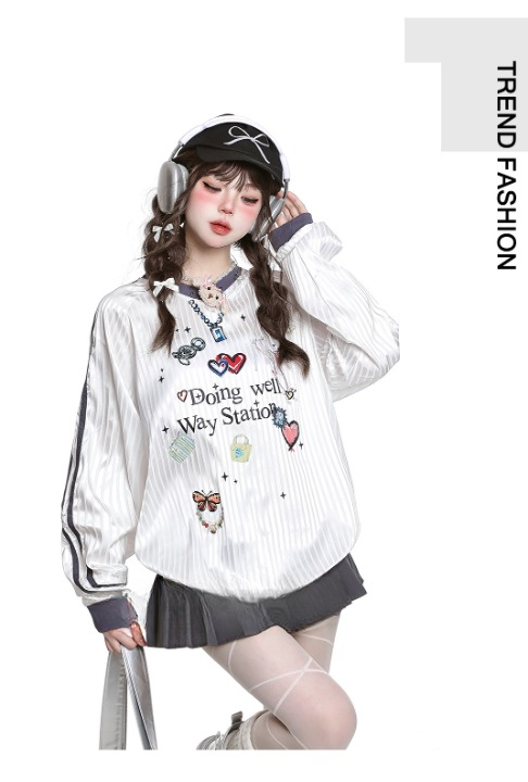 Doing Well Jersey Top — heart graphics, oversized fit