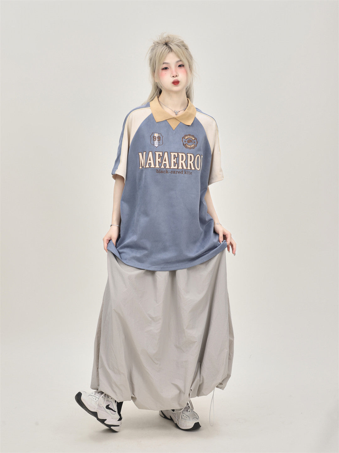 Suede Polo Jersey Tee — Bicolour Raglan