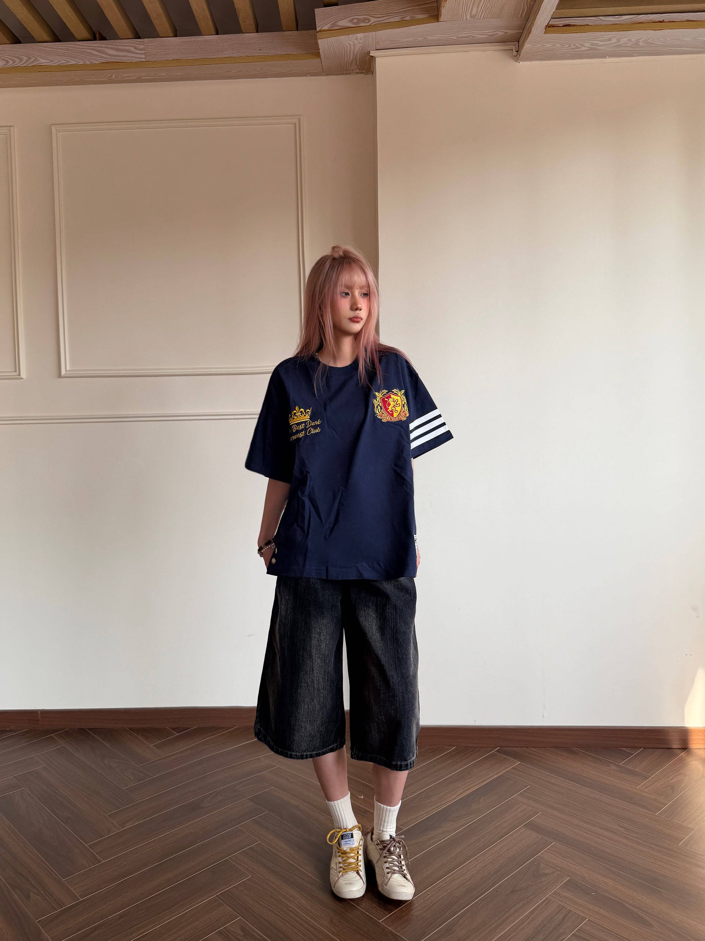 Washed Denim Crop Pants — Low Rise Y2K Wide