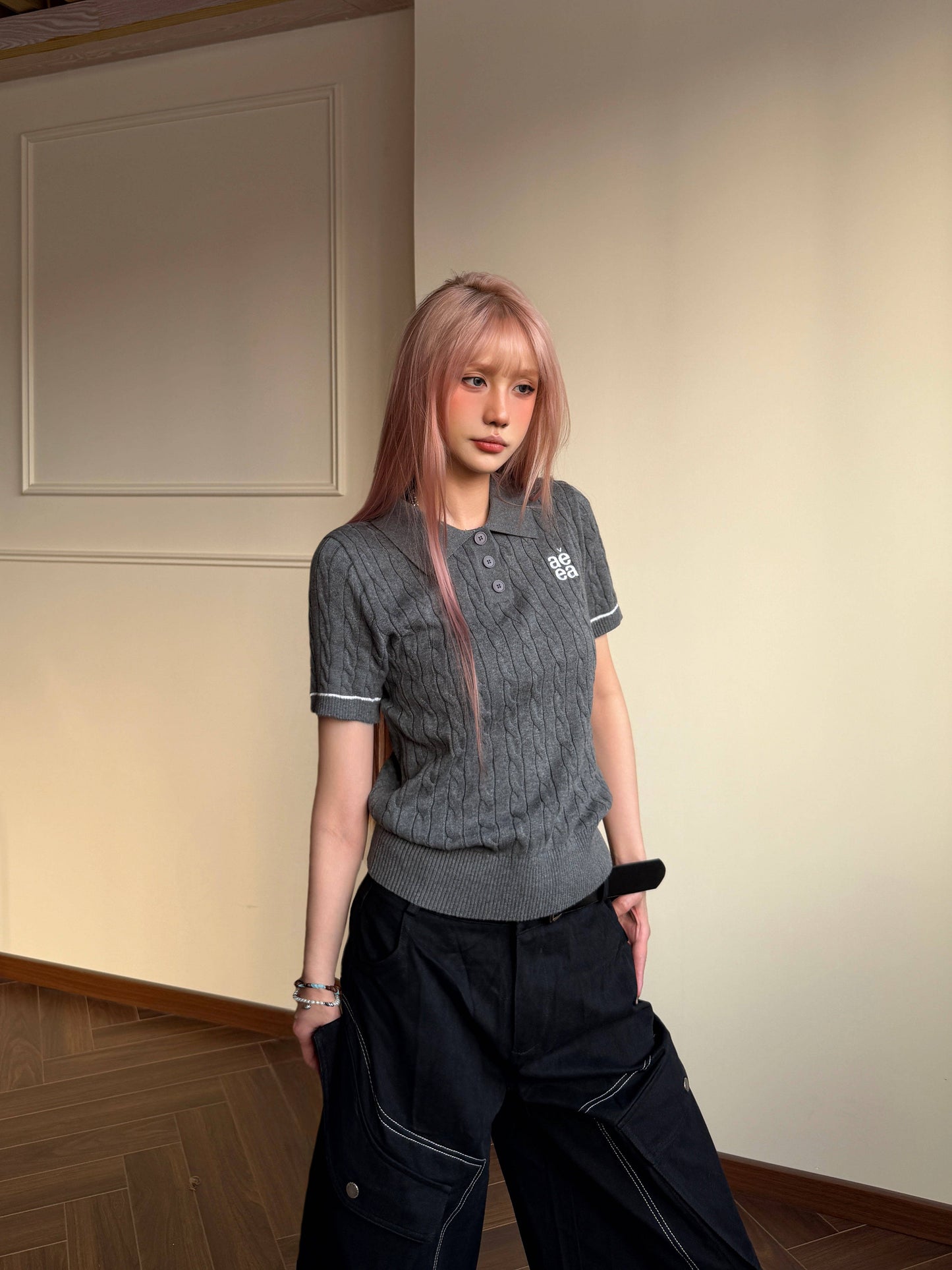 Cable Knit Polo — Old Money College Cropped