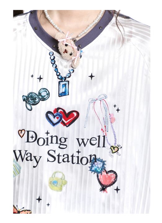 Doing Well Jersey Top — heart graphics, oversized fit