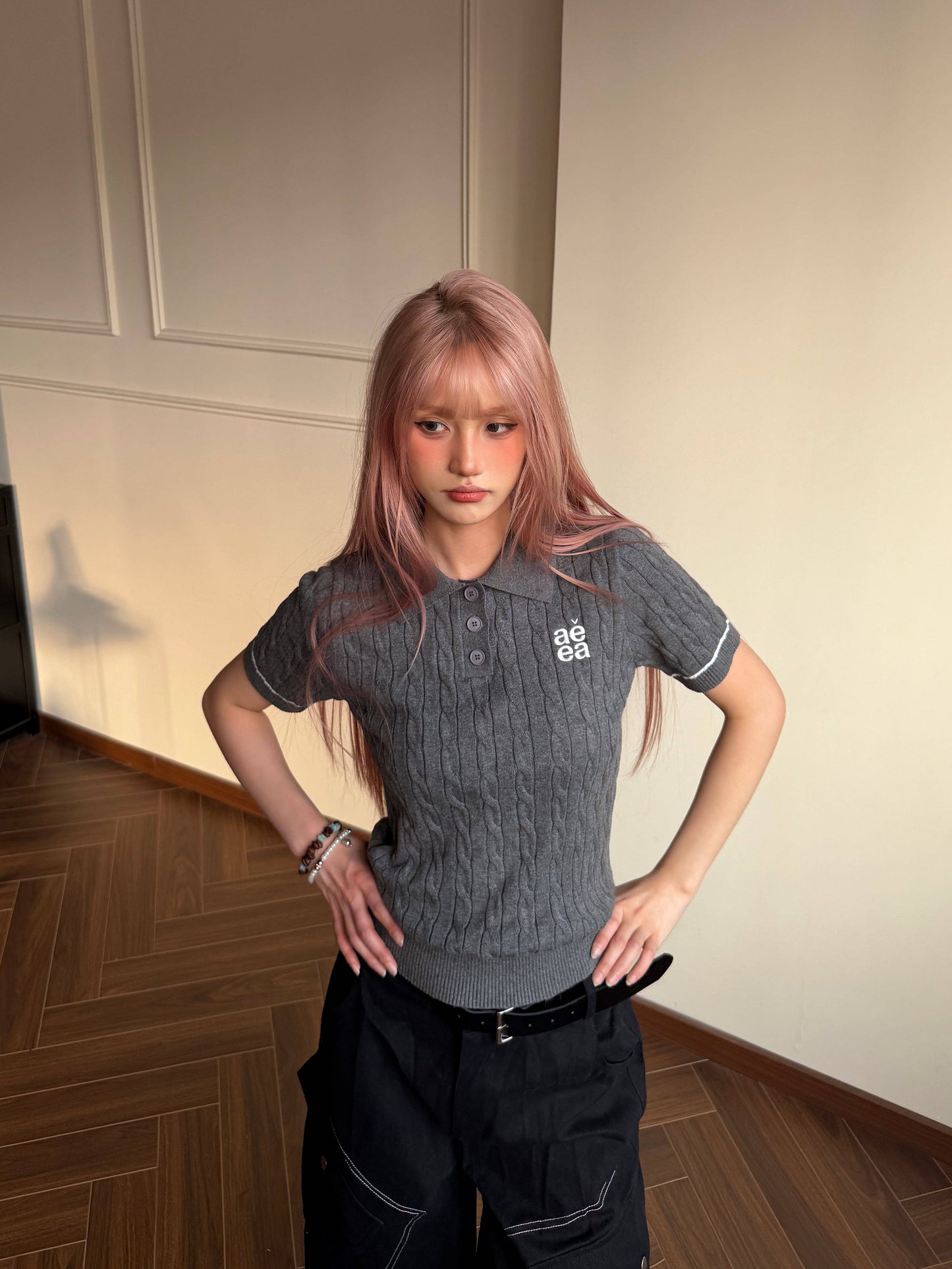 Cable Knit Polo — Old Money College Cropped