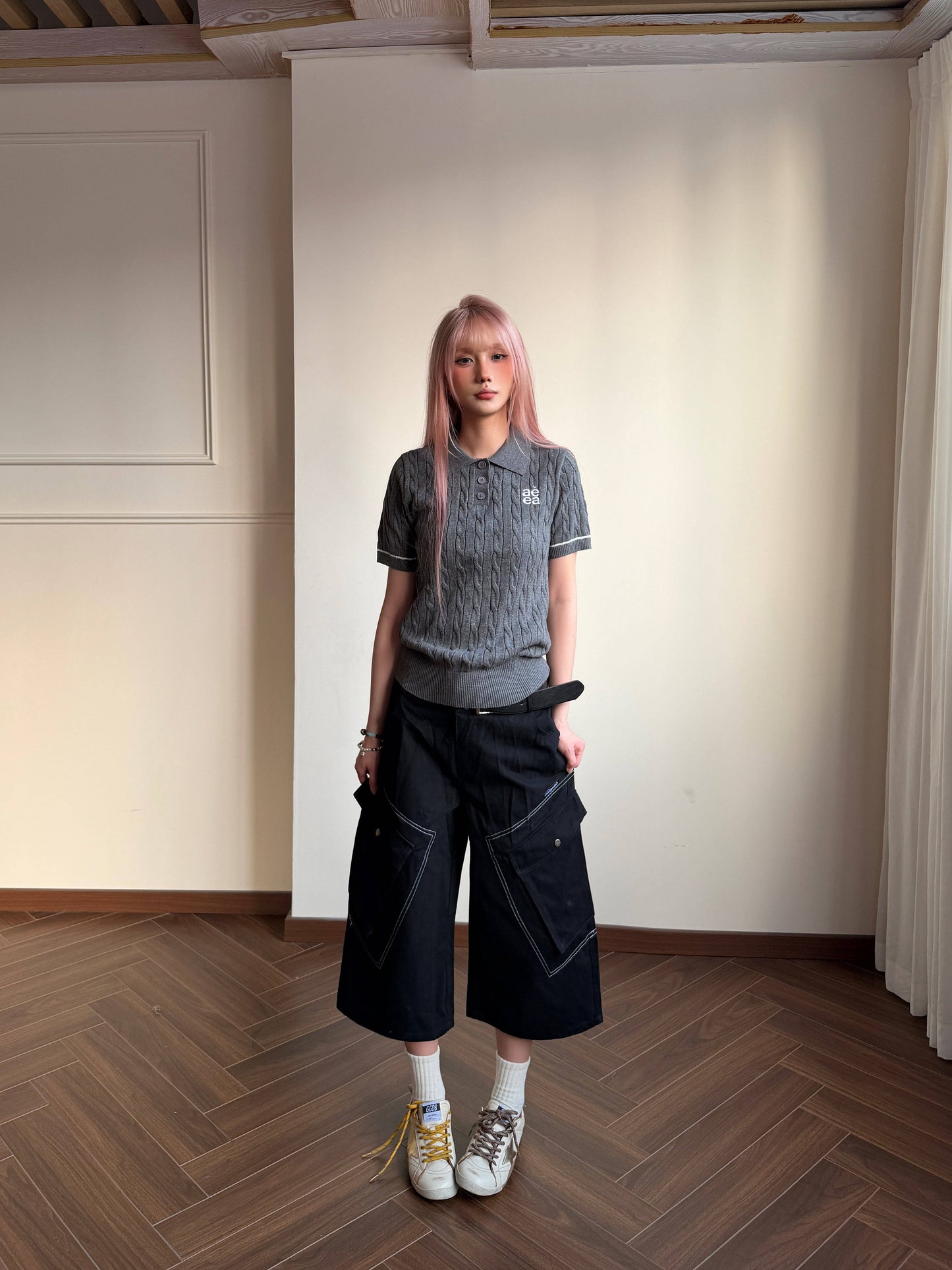 Cable Knit Polo — Old Money College Cropped