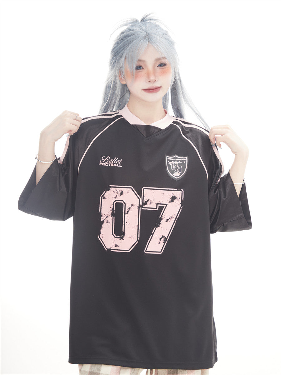"07" Football-Trikot | Amekaji Girly Oversize T-Shirt