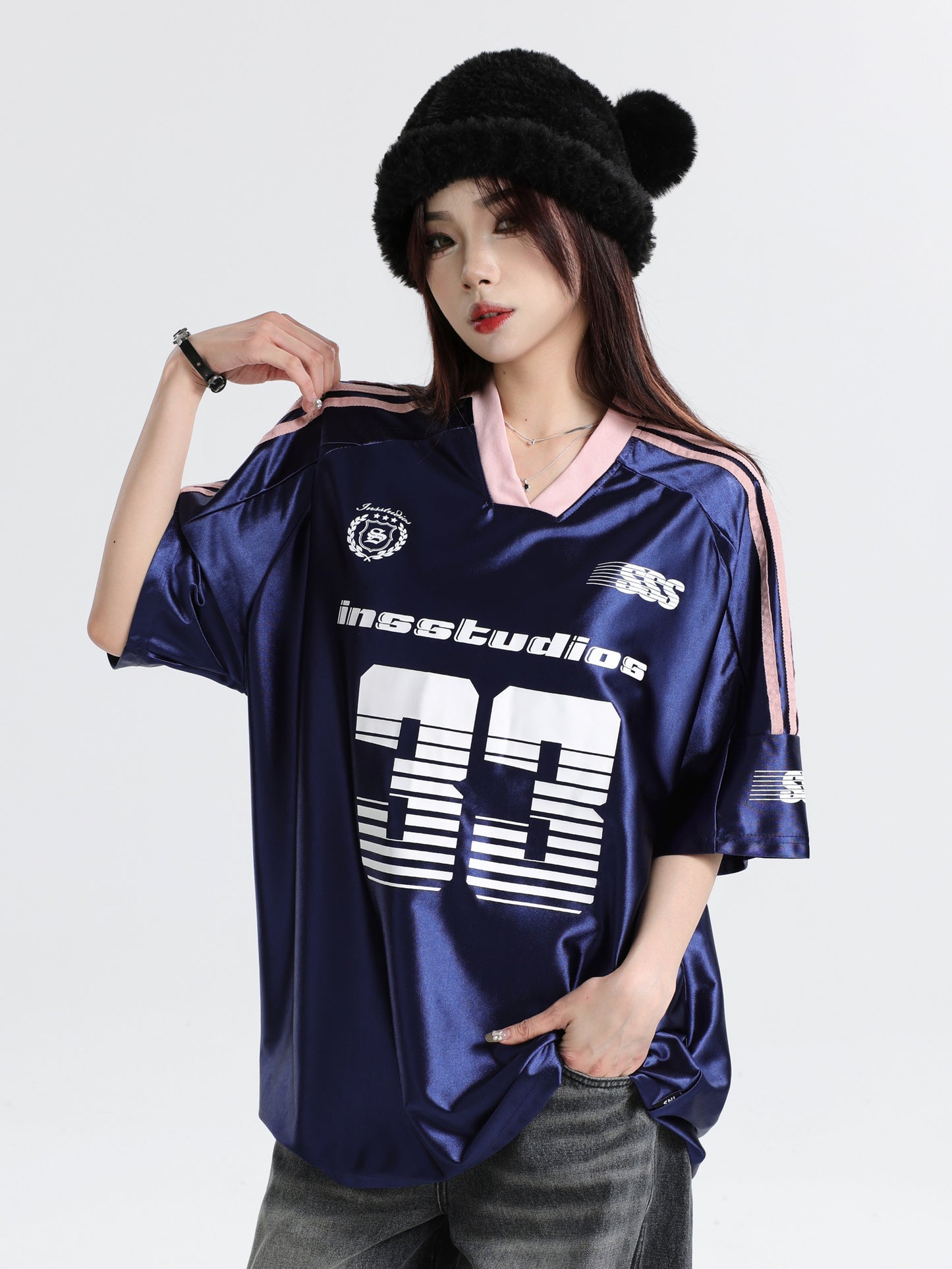 33 Ice Hockey Jersey — Glossy Finish V-Neck