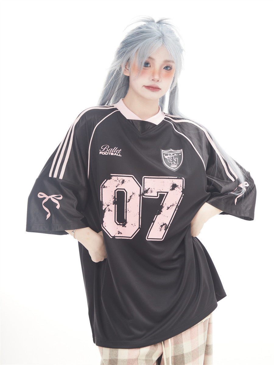 "07" Football-Trikot | Amekaji Girly Oversize T-Shirt