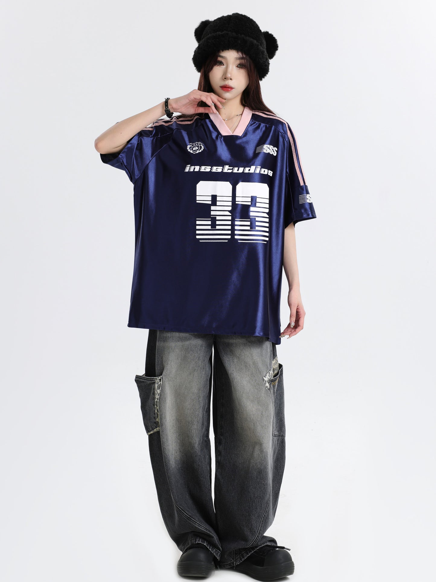 33 Ice Hockey Jersey — Glossy Finish V-Neck