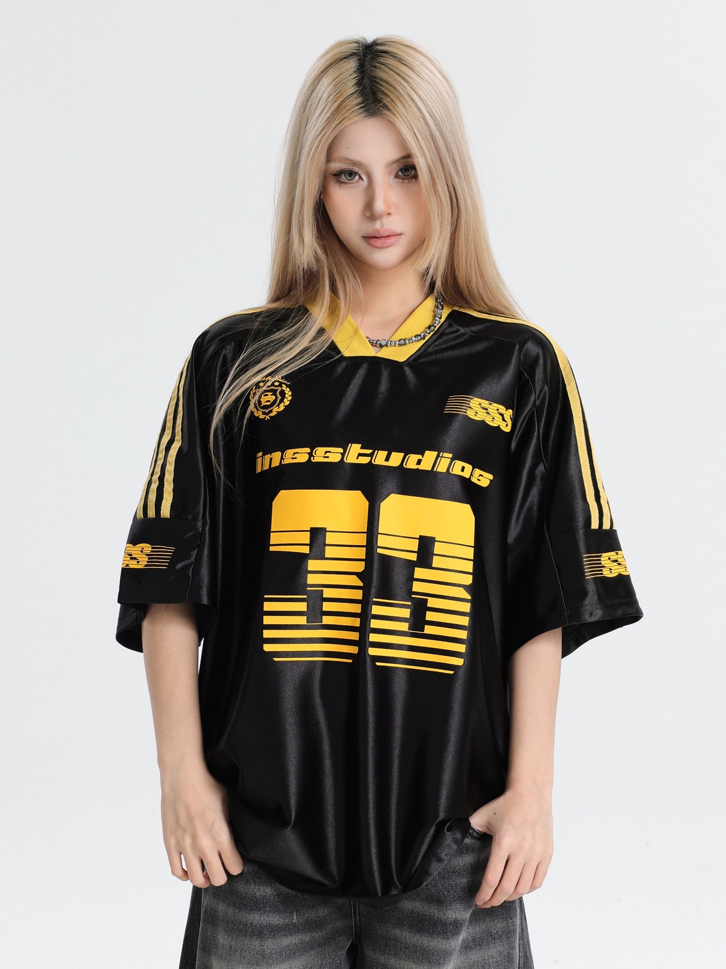 33 Ice Hockey Jersey — Glossy Finish V-Neck