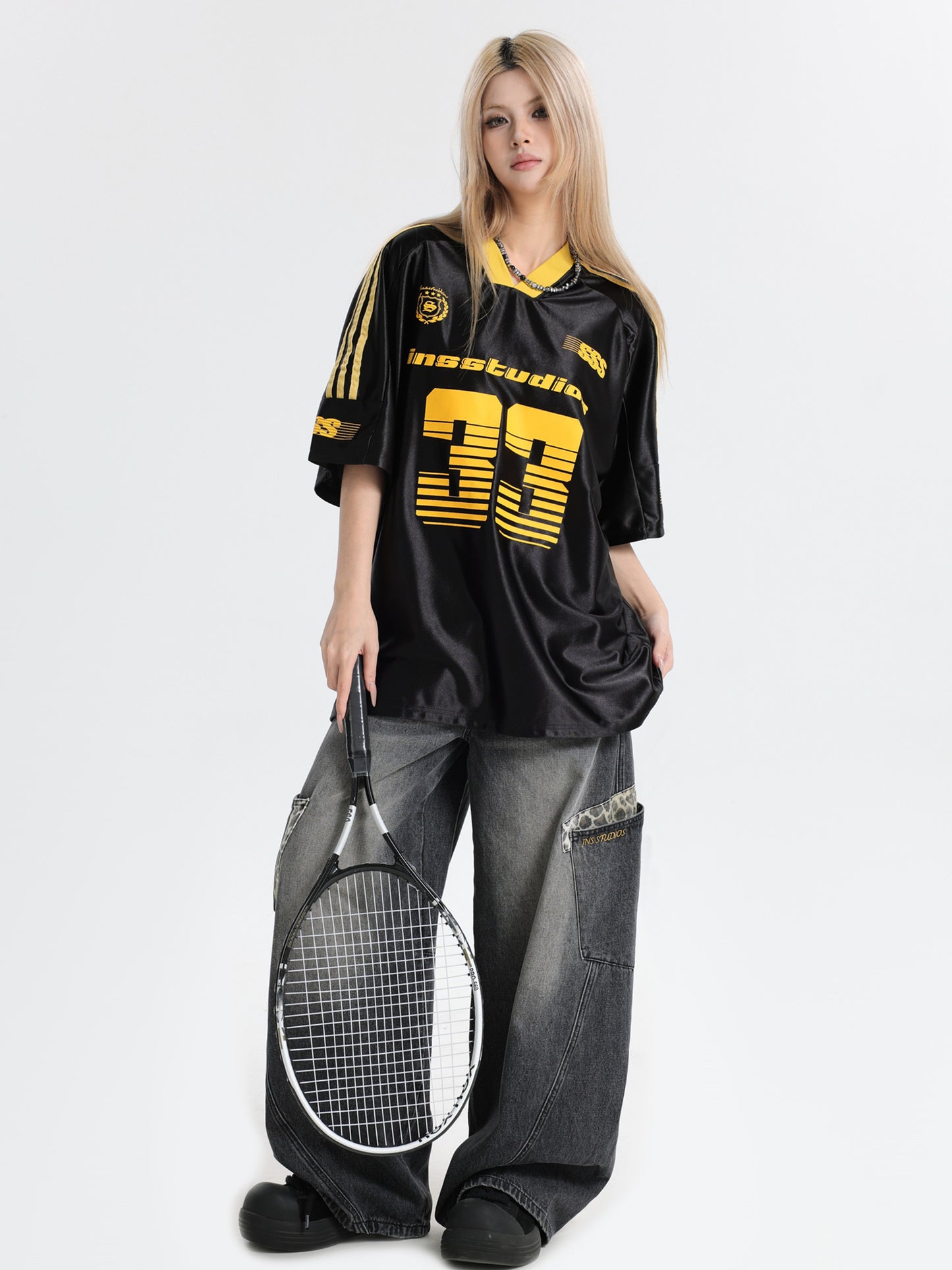 33 Ice Hockey Jersey — Glossy Finish V-Neck