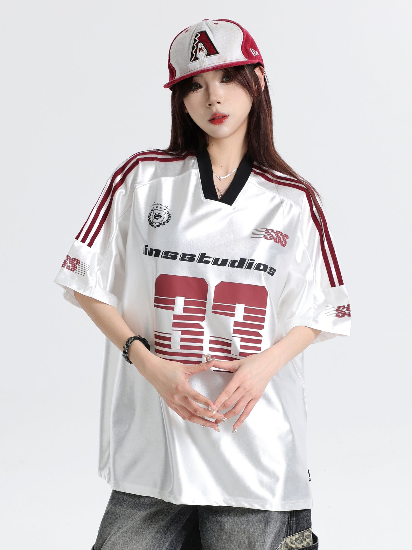 33 Ice Hockey Jersey — Glossy Finish V-Neck
