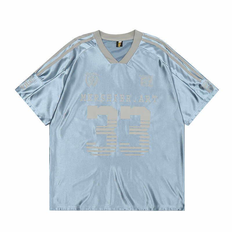 33 Satin Football Jersey — American Casual V-Neck