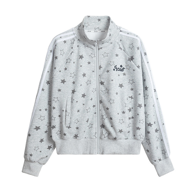 【rejio】All-Star Print Trainingsjacke (Schwarz / Heather Grey)