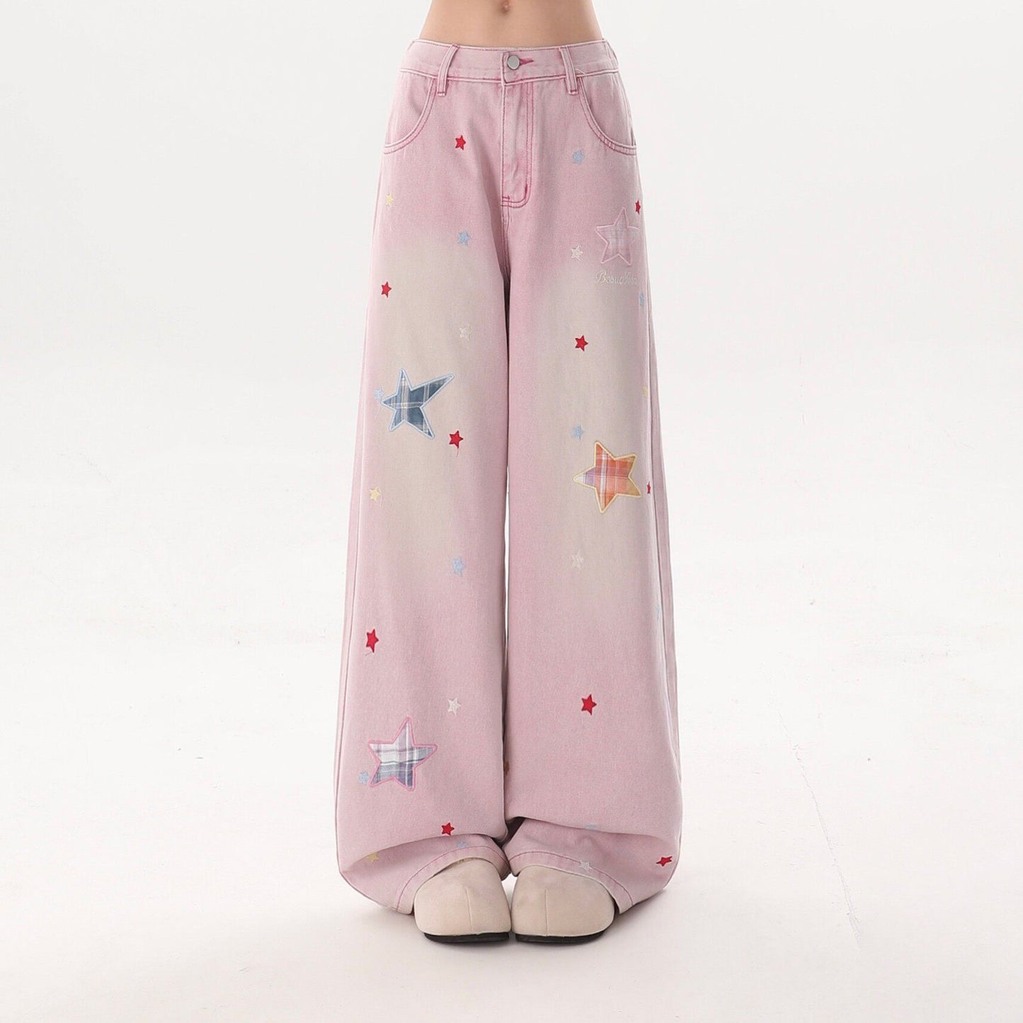 Star Patch Wide-Leg Jeans