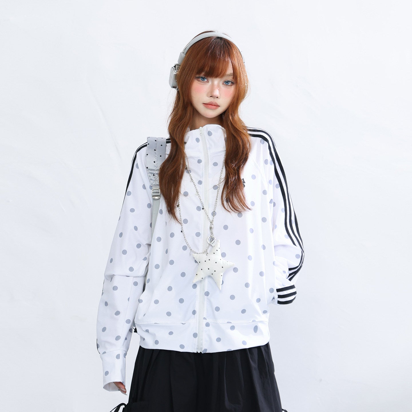 UPF50 Sun Protection Jacket — Polka Dot 3-Stripe