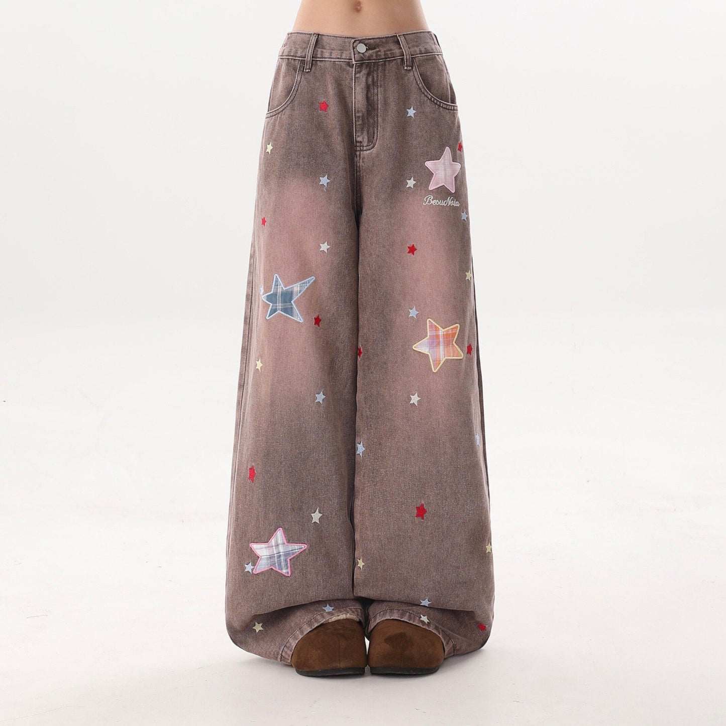 Star Patch Wide-Leg Jeans
