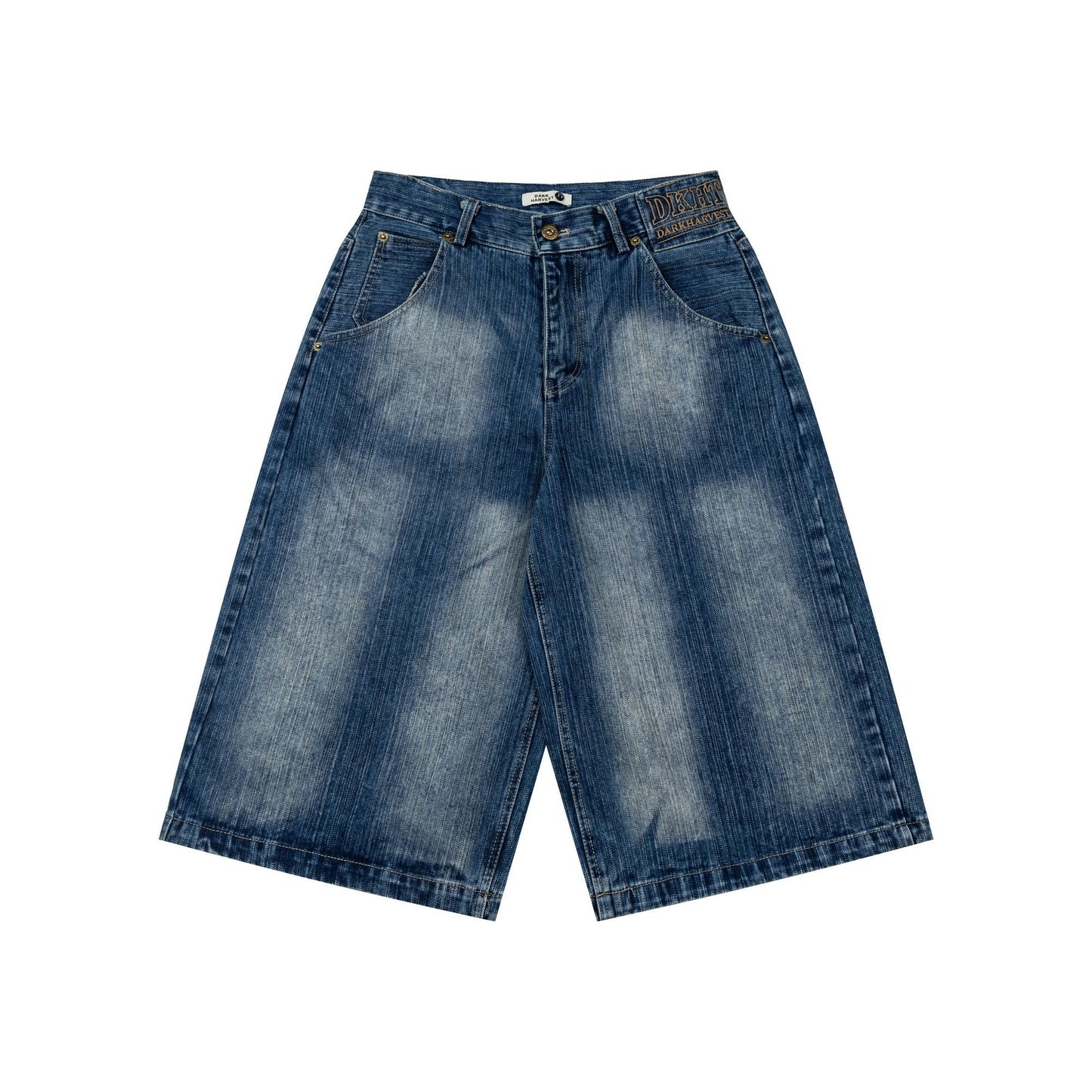 Washed Denim Crop Pants — Low Rise Y2K Wide