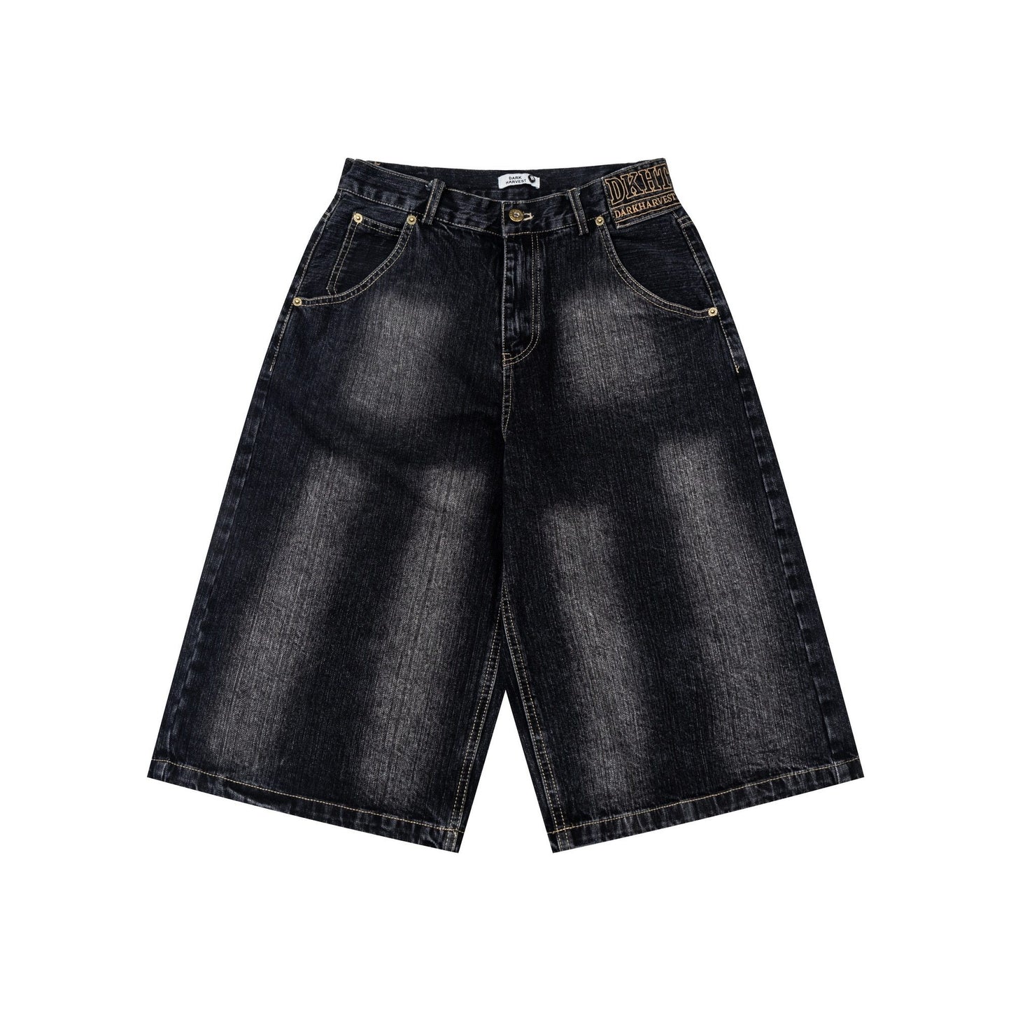 Washed Denim Crop Pants — Low Rise Y2K Wide