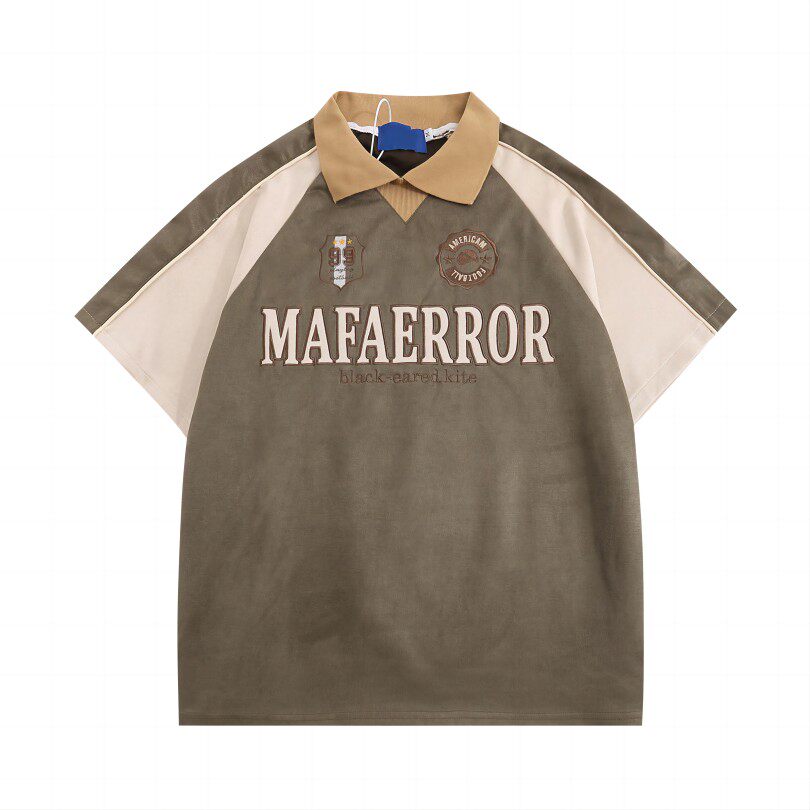 Suede Polo Jersey Tee — Bicolour Raglan